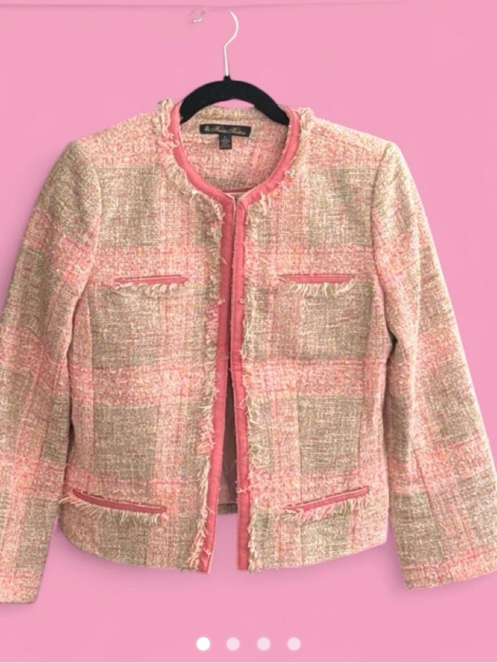 Brooks Brothers Pink Tweed Fringe Jacket — Size 6